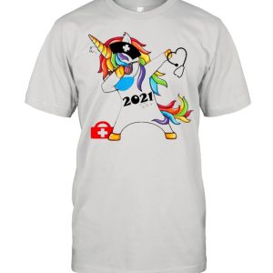 Unicorn dabbing nurse 2021 Stethoscope shirt 1