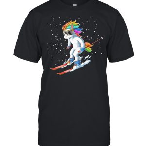 Unicorn usa ski resort 80s retro shirt