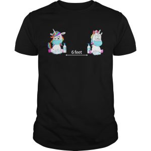 Unicorn wearing mask and washing hands 6 feet shirt