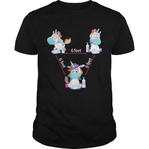 Unicorns wearing mask and washing hands 6 feet covid19 shirt