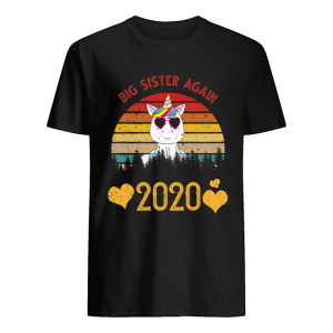 Vintage Retro Big Sister Again Unicorn Sister Day 2020 T-Shirt