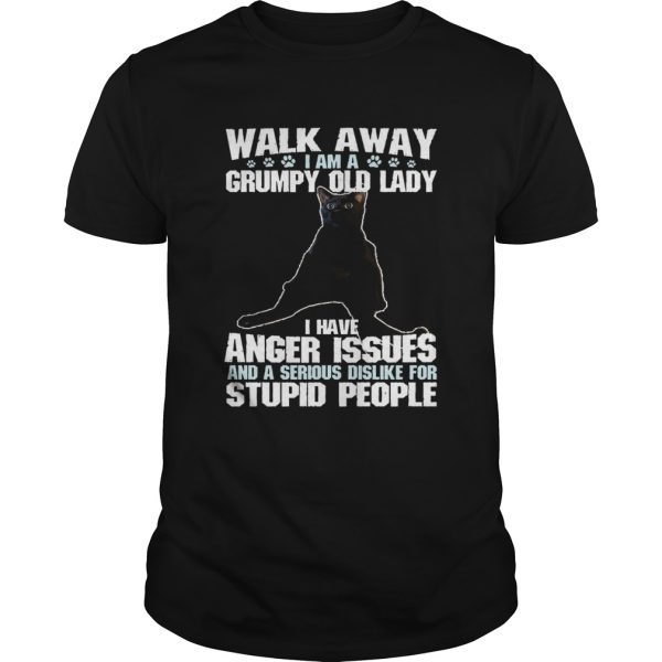 Walk away I am a Grumpy old lady cat shirt