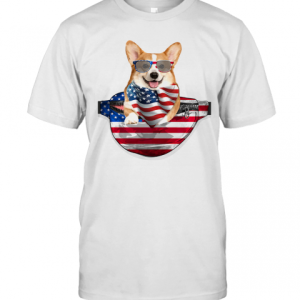 Welsh Corgi Waist Pack American Flag Independence Day T-Shirt