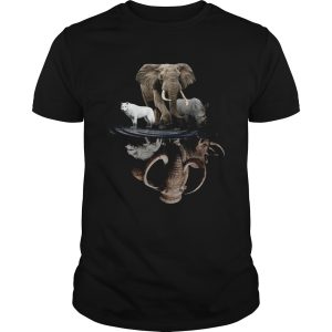 Wolf Elephant And Rhino Water Reflection shirt