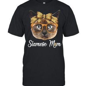 Women's Cute Siamese Mom Leopard Cat Mom Mother's Day Shirt 1