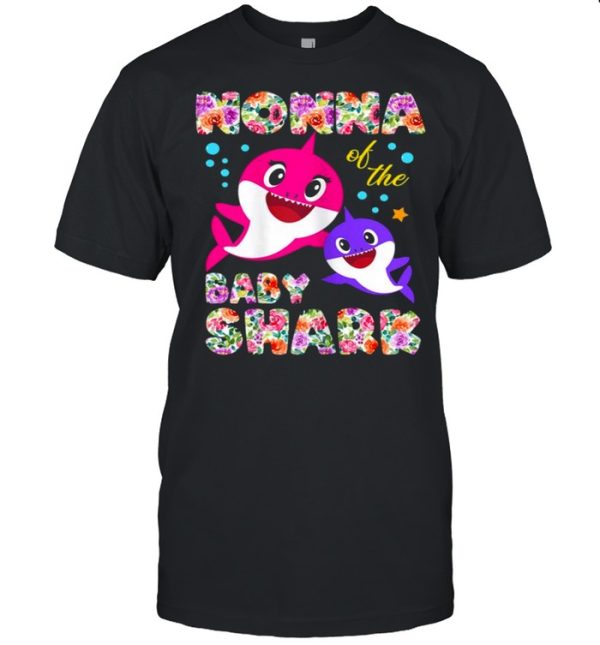 Women’s Nonna Of The Baby Shark Birthday Flower Nonna Shark Shirt