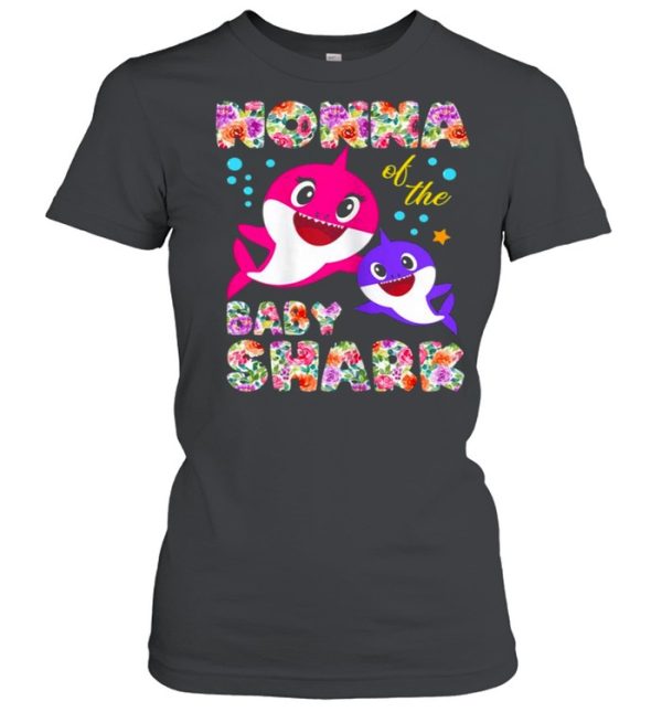 Women’s Nonna Of The Baby Shark Birthday Flower Nonna Shark Shirt