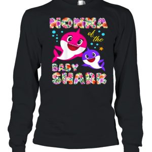 Women's Nonna Of The Baby Shark Birthday Flower Nonna Shark Shirt 3