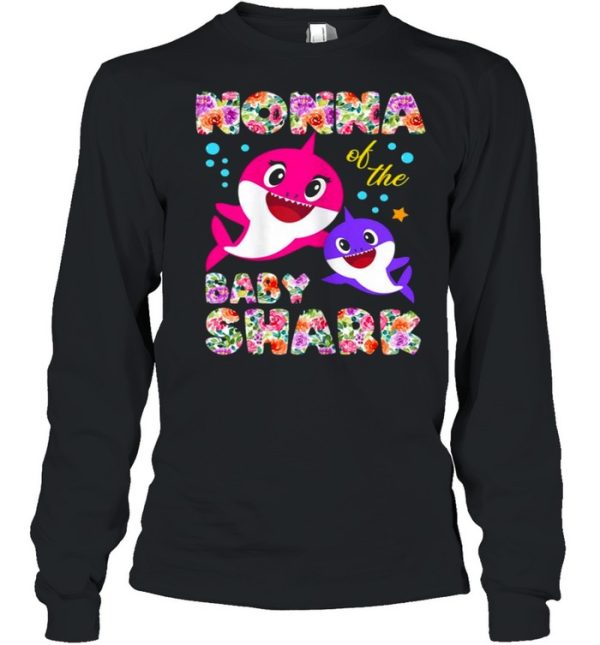 Women’s Nonna Of The Baby Shark Birthday Flower Nonna Shark Shirt