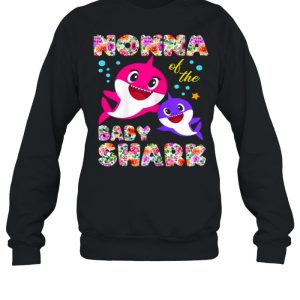 Women's Nonna Of The Baby Shark Birthday Flower Nonna Shark Shirt 4