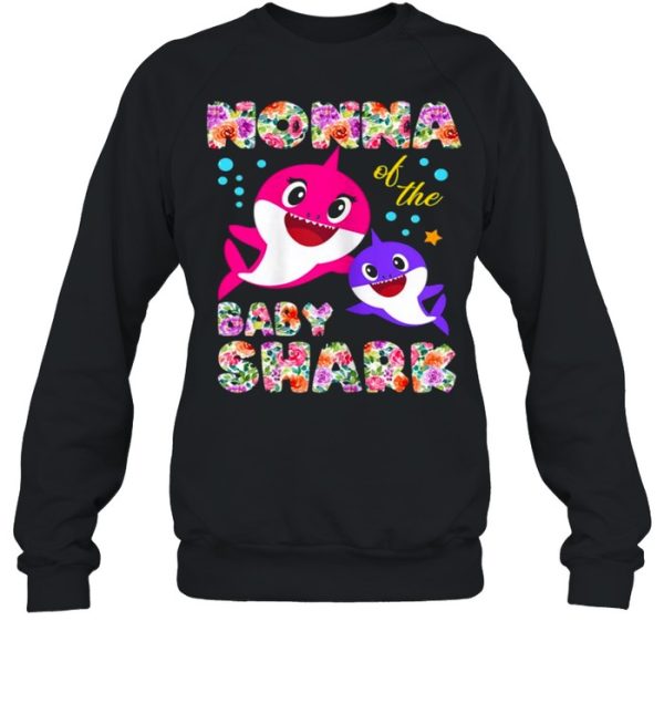 Women’s Nonna Of The Baby Shark Birthday Flower Nonna Shark Shirt