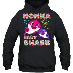 Women's Nonna Of The Baby Shark Birthday Flower Nonna Shark Shirt 5