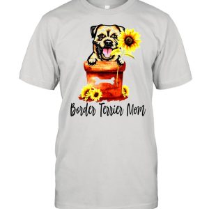 Women’s Sunflower Border Terrier Mom Dog Lover Gifts shirt