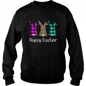 Womens Plaid Leopard Print Bunnies Easter Shirt 4