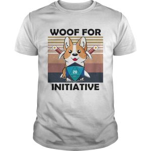 Woof For Initiative Corgi D20 RPG Gamer Vintage Retro shirt
