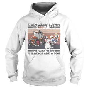 a man cannot survive on beer alone he also needs a tractor and a dog vintage retro shirt