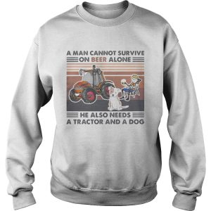 a man cannot survive on beer alone he also needs a tractor and a dog vintage retro shirt