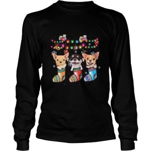 chihuahua socks merry Christmas light shirt 2