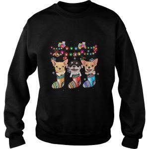 chihuahua socks merry Christmas light shirt 3