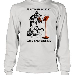 Black Cat Easily Distracted By Cats And Violins shirt 1