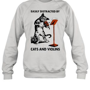 Black Cat Easily Distracted By Cats And Violins shirt 2