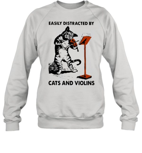 Black Cat Easily Distracted By Cats And Violins shirt