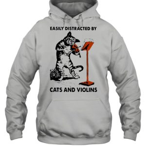 Black Cat Easily Distracted By Cats And Violins shirt 3