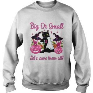 Black Cat Tattoo Breast Cancer Awareness Witch Big Or Small Lets Save Them All Halloween shirt 2