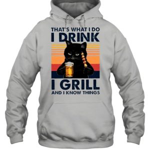 Black Cat Thats What I Do I Drink Beer And Eat Grill And I Know Things Vintage shirt 3