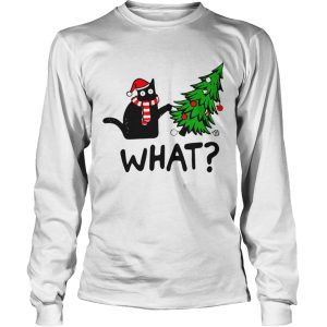 Black Cat What Merry Christmas Tree shirt