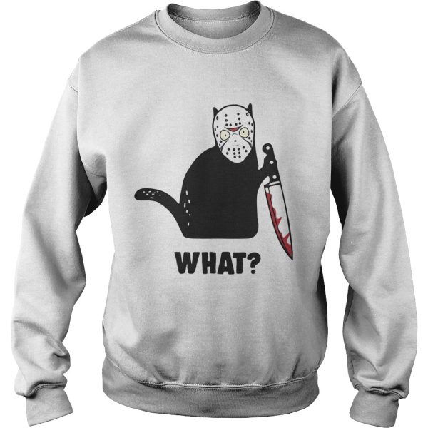 Black cat Jason Voorhees what blood knife shirt