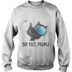 Black cat mask six feet people shirt