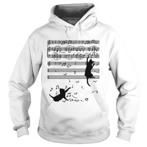 Black cat plays with music notes shirt