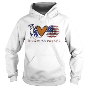 Boxer Love Heart Sunflower American Flag Veteran Independence Day shirt