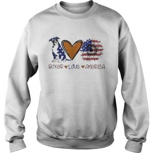 Boxer Love Heart Sunflower American Flag Veteran Independence Day shirt