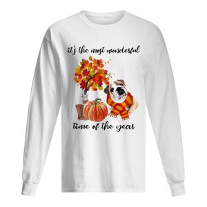 Bulldog It’s The Most Wonderful Time Of The Year Fall Autumn Maple Leaf Shirt