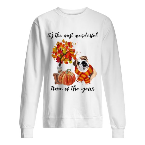 Bulldog It’s The Most Wonderful Time Of The Year Fall Autumn Maple Leaf Shirt