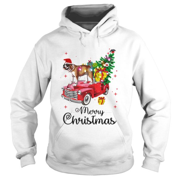 Bulldog Rides Red Truck Christmas Pajama shirt