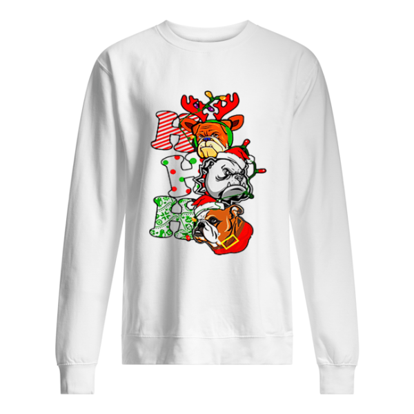 Bulldog Santa Ho Ho Ho Christmas shirt