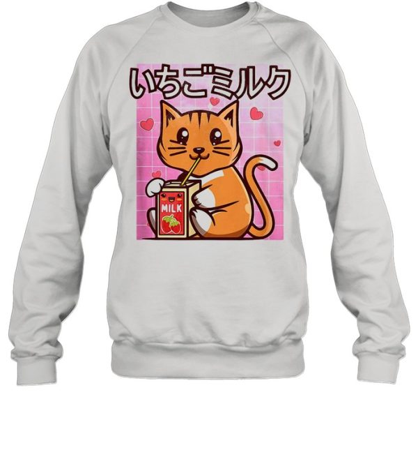 Cat Strawberry Milk Japanese Kawaii Style Otaku Lovers shirt