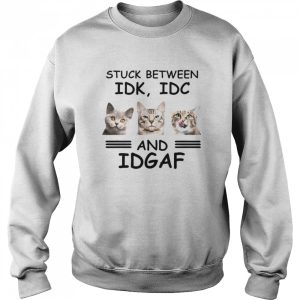 Cat Stuck Between Idk Idc And Idgaf shirt