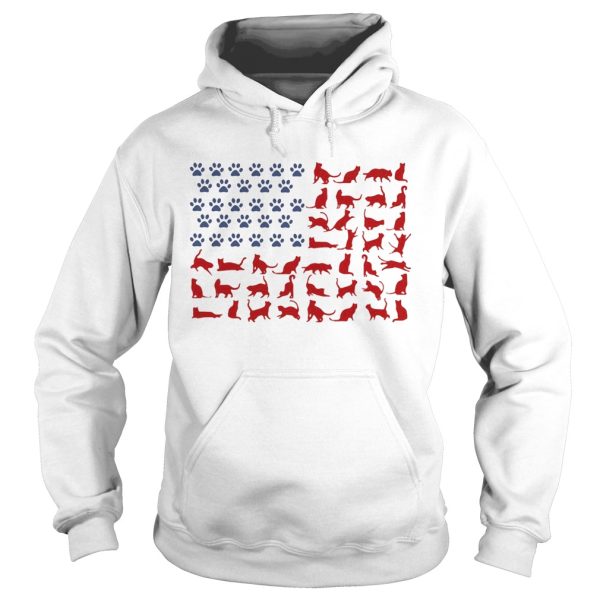 Cat yoga paw American flag veteran Independence Day shirt