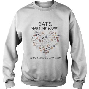 Cats Make Me Happy Humans Make My Head Hurt Heart Cat shirt 3