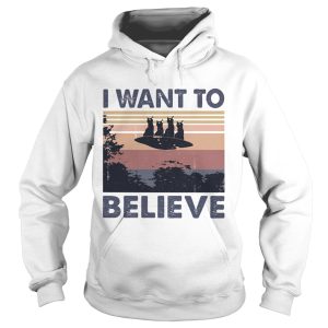 Cats UFO I want to believe vintage retro shirt 1