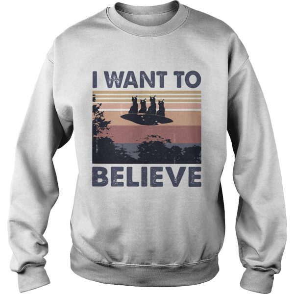 Cats UFO I want to believe vintage retro shirt