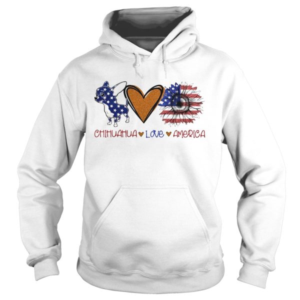 Chihuahua love heart sunflower American flag veteran Independence Day shirt