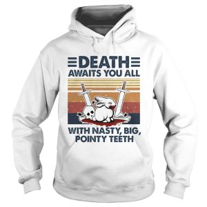 Death awaits you all with nasty big pointy teeth rabbit skull vintage shirt 1