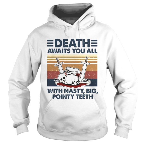 Death awaits you all with nasty big pointy teeth rabbit skull vintage shirt