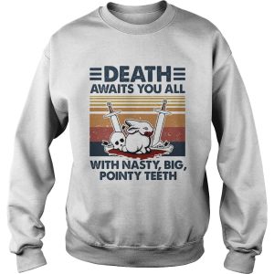 Death awaits you all with nasty big pointy teeth rabbit skull vintage shirt 2