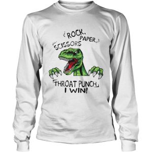 Dinosaur T Rex Rock Paper Scissors Throat Punch I Win shirt 2